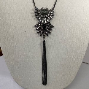 Bling cluster medallion necklace with chain tassel
